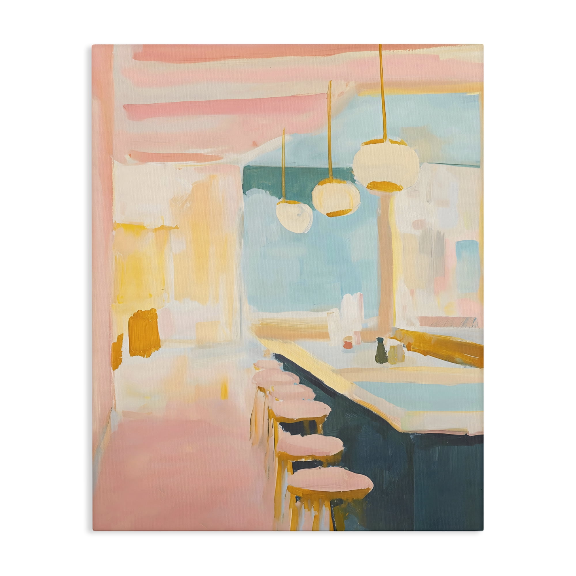 Stupell Industries Pastel Pink Bar Stools Canvas Wall Art, design by The Prints Vibe