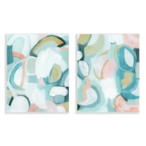 Stupell Industries Pastel Pink & Blue Abstract Painting Unframed Art Print Wall Art, 11 x 14, Set of 2