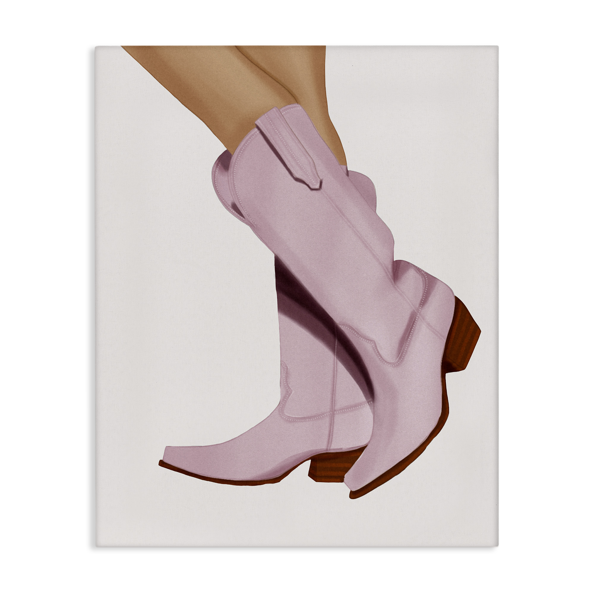 Stupell Industries Pastel Pink Cowgirl Boots Fashion Painting Wrapped Canvas Art Print Wall Art, 16 x 20