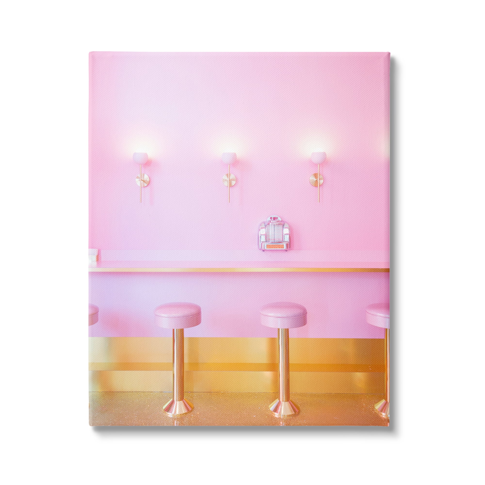 Stupell Industries Pastel Pink Diner Travel & Places Photography Gallery Wrapped Canvas Print Wall Art, 16 x 20