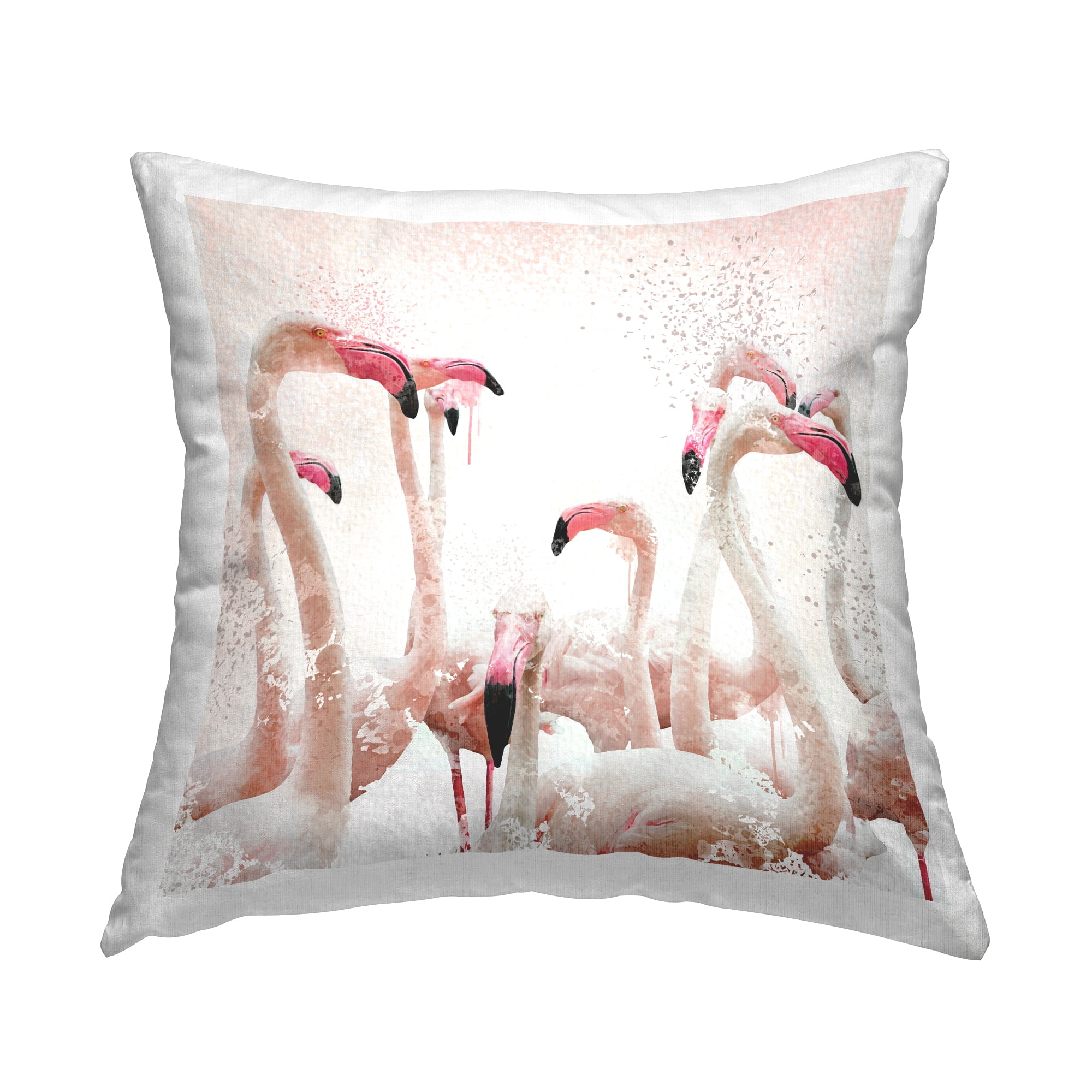 Stupell Industries Pastel Pink Flamingo Flock Square Decorative Printed Throw Pillow Design By Artsy Sally, 18 x 18