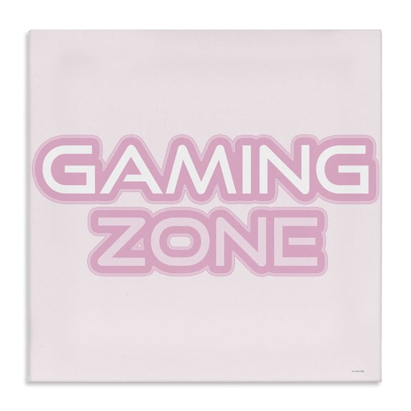 Stupell Industries Pastel Pink Gaming Zone Quotes and Sayings Painting Wrapped Canvas Canvas Art Print Wall Art, 24 x 24