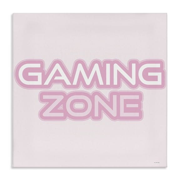 Stupell Industries Pastel Pink Gaming Zone Quotes and Sayings Painting Wrapped Canvas Canvas Art Print Wall Art, 36 x 36