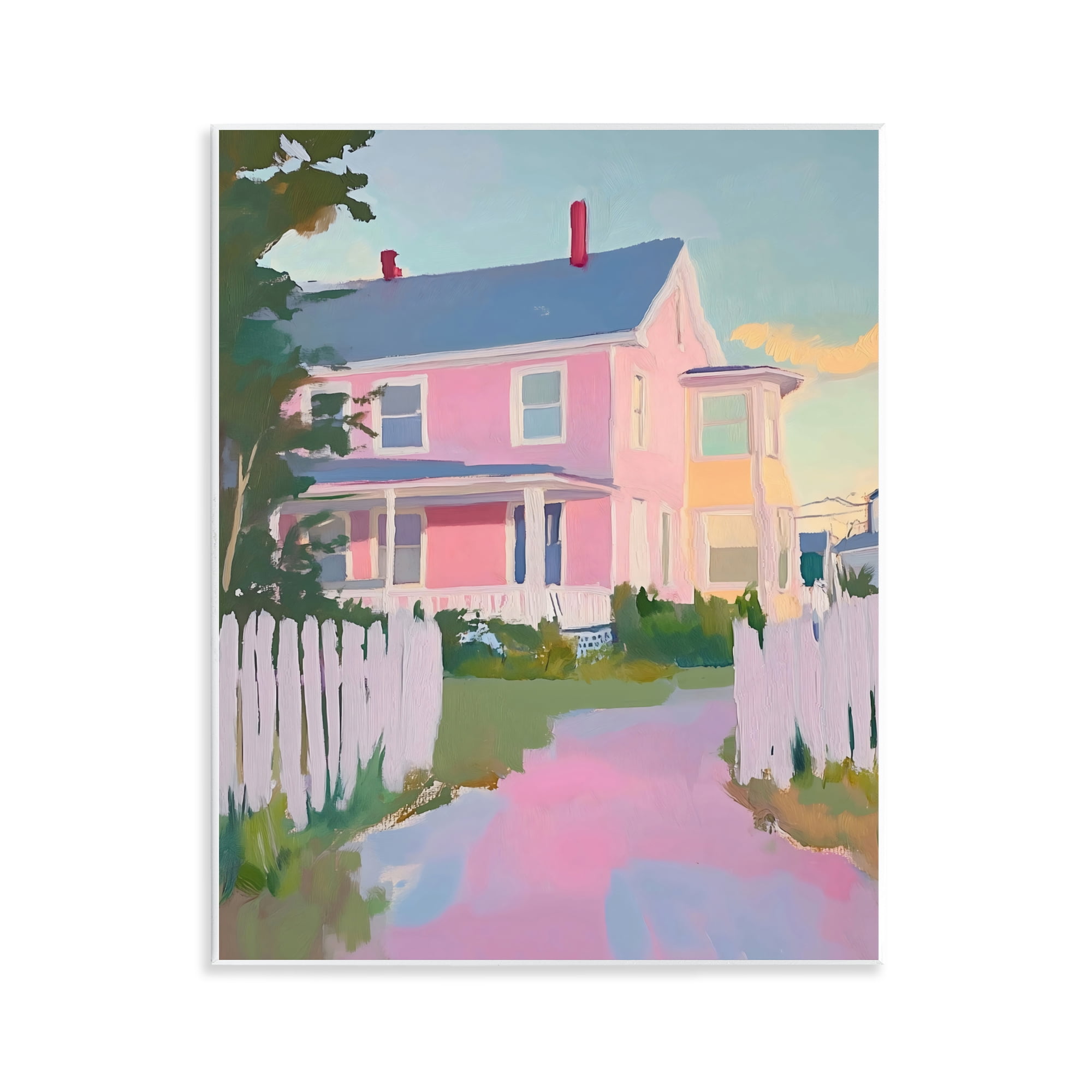 Stupell Industries Pastel Pink House with Fence Wall Plaque Art, design by The Prints Vibe