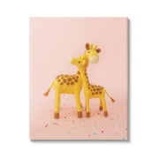 Stupell Industries Pastel Pink Hugging Giraffes Animals & Insects Photography Gallery Wrapped Canvas Print Wall Art