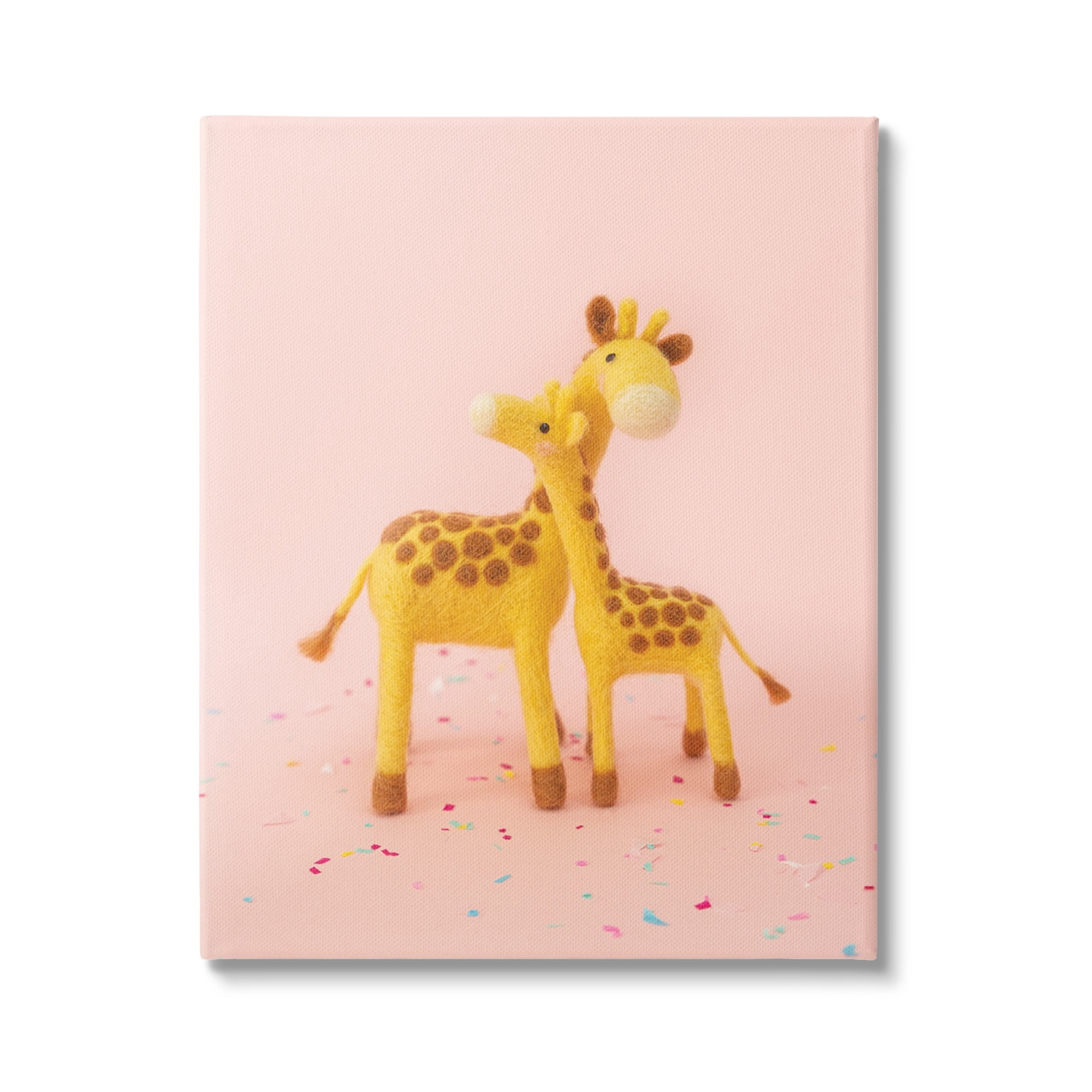 Stupell Industries Pastel Pink Hugging Giraffes Animals & Insects Photography Gallery Wrapped Canvas Print Wall Art
