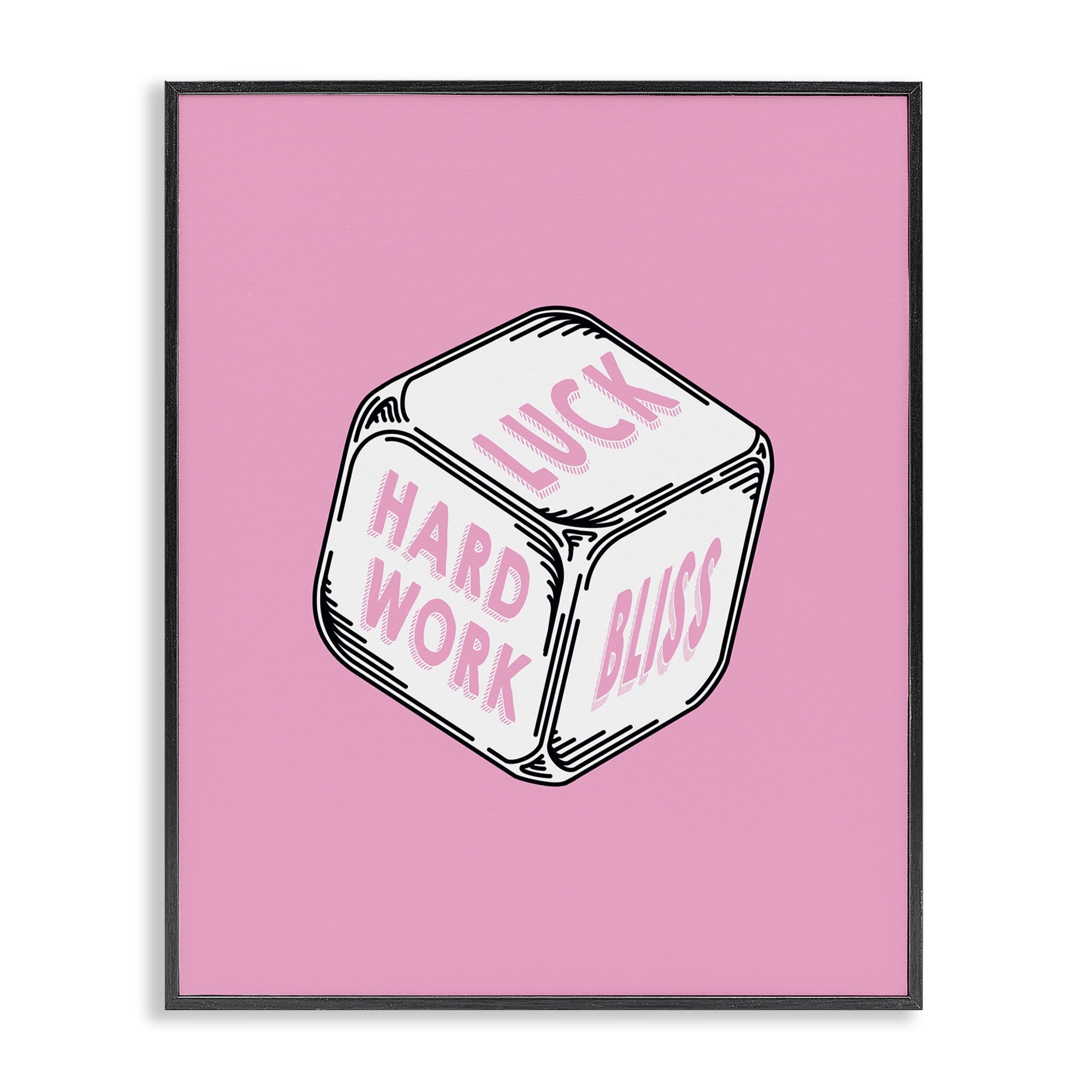 Stupell Industries Pastel Pink Lucky Dice Entertainment Painting Black Framed Art Print Wall Art, 24 x 30