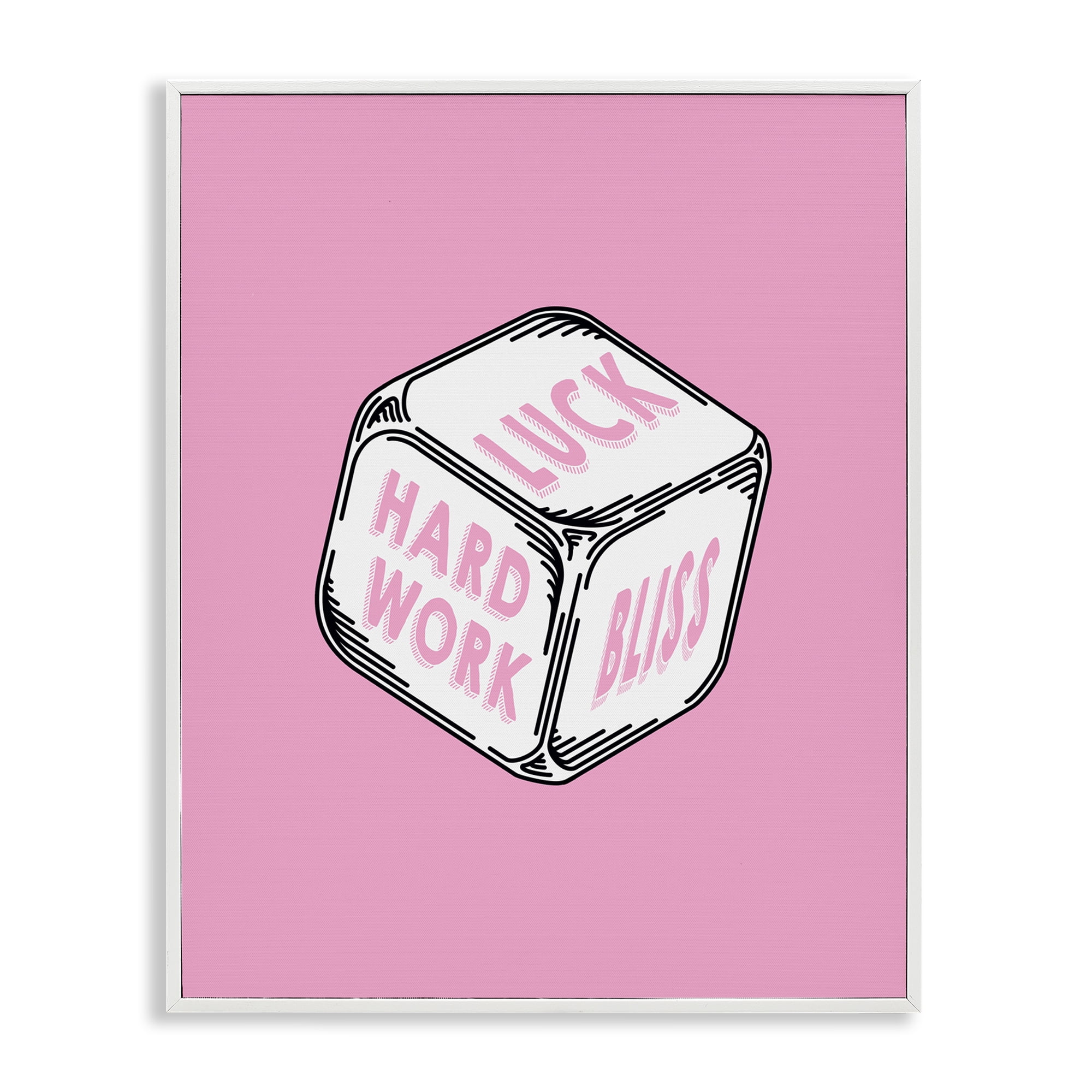 Stupell Industries Pastel Pink Lucky Dice Entertainment Painting White Framed Art Print Wall Art, 24 x 30