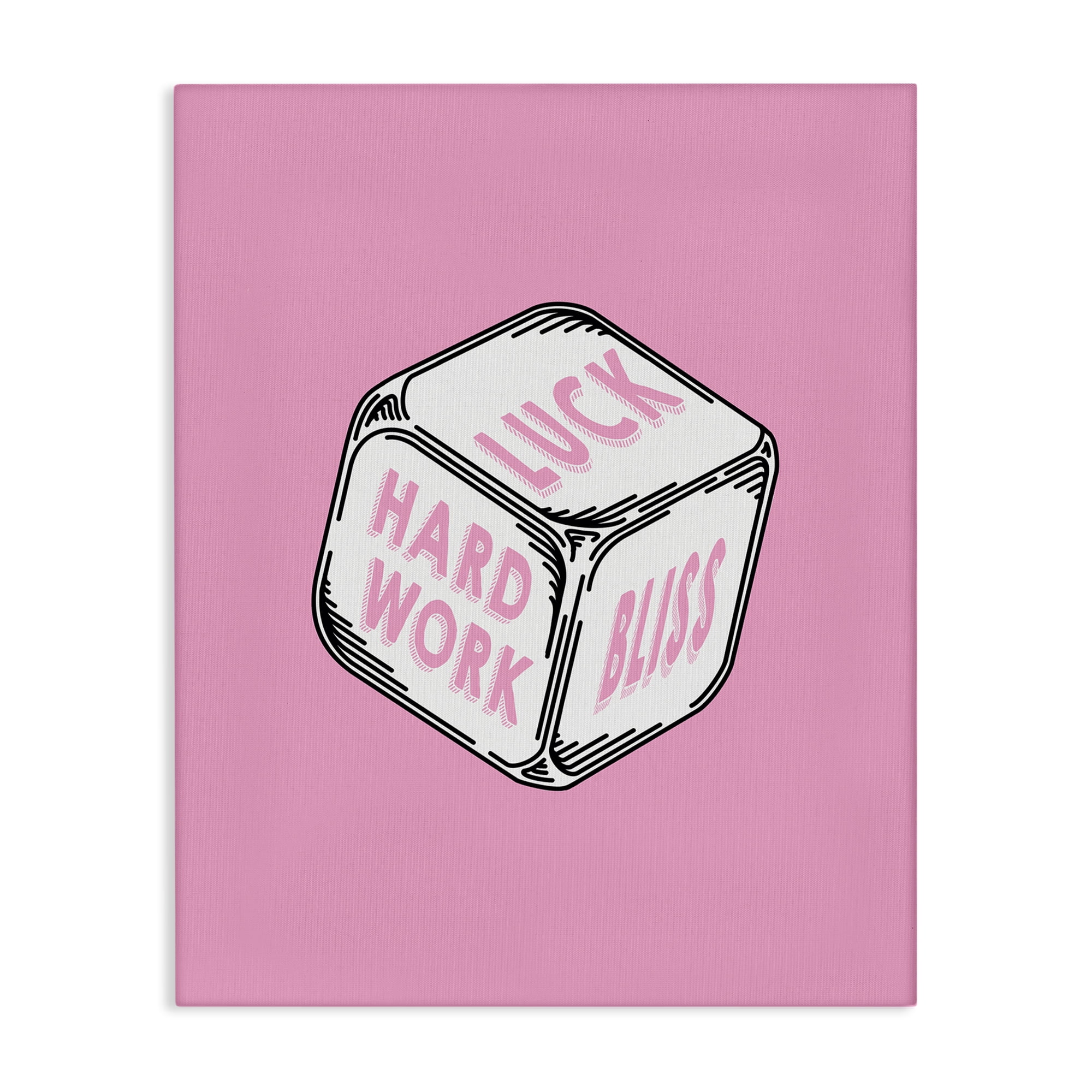Stupell Industries Pastel Pink Lucky Dice Entertainment Painting Wrapped Canvas Art Print Wall Art, 24 x 30