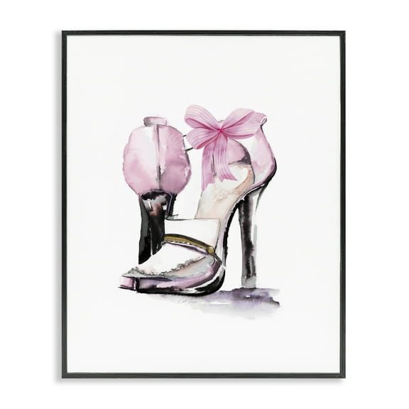 Stupell Industries Pastel Pink Luxe Heels Fashion Painting Black Framed Art Print Wall Art, 11 x 14