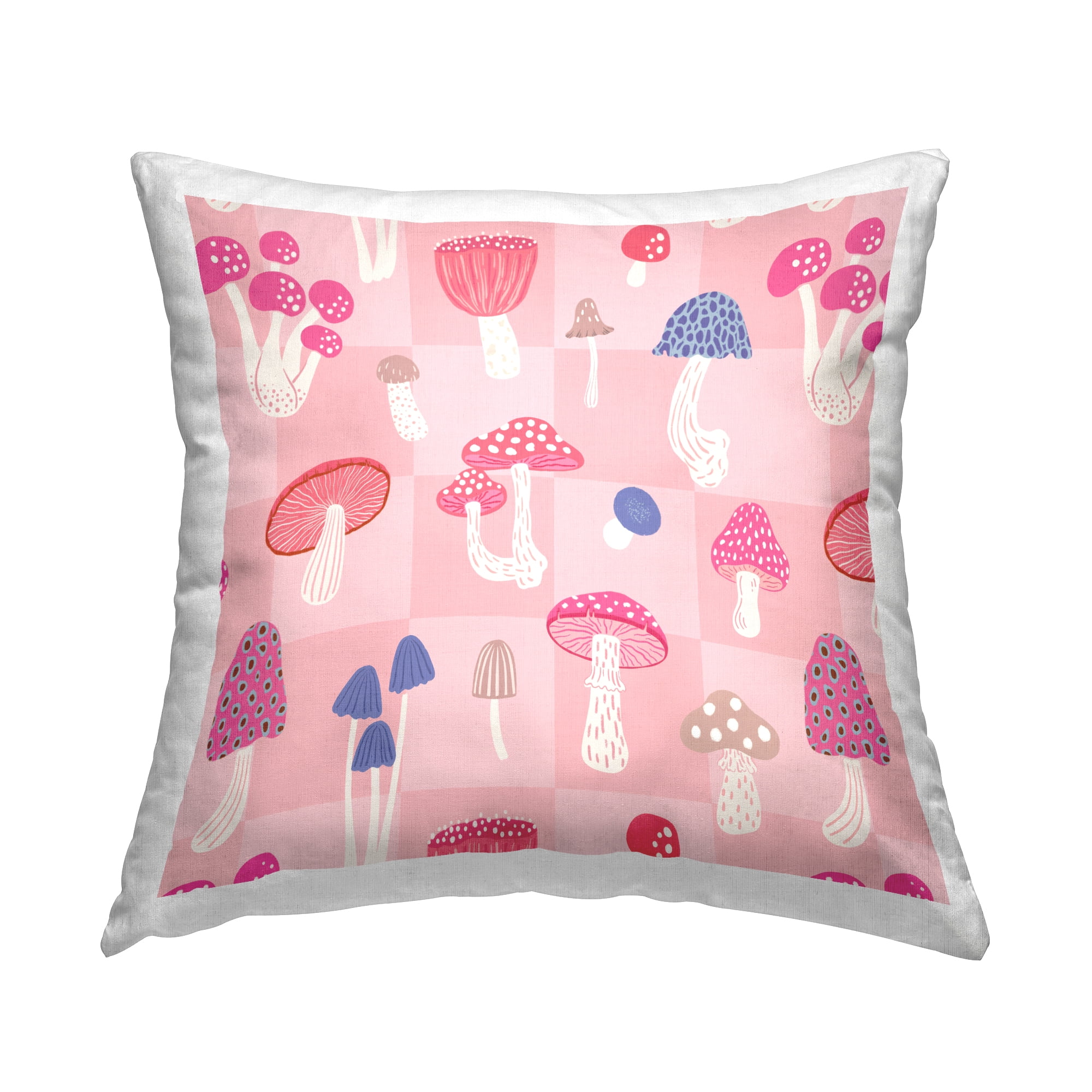 Stupell Industries Pastel Pink Mushrooms Decorative Printed Throw Pillow Design by Nancy McKenzie.