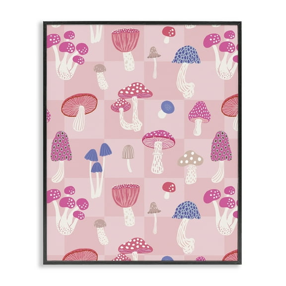 Stupell Industries Pastel Pink Mushrooms Plants & Flowers Painting Black Framed Art Print Wall Art, 11 x 14
