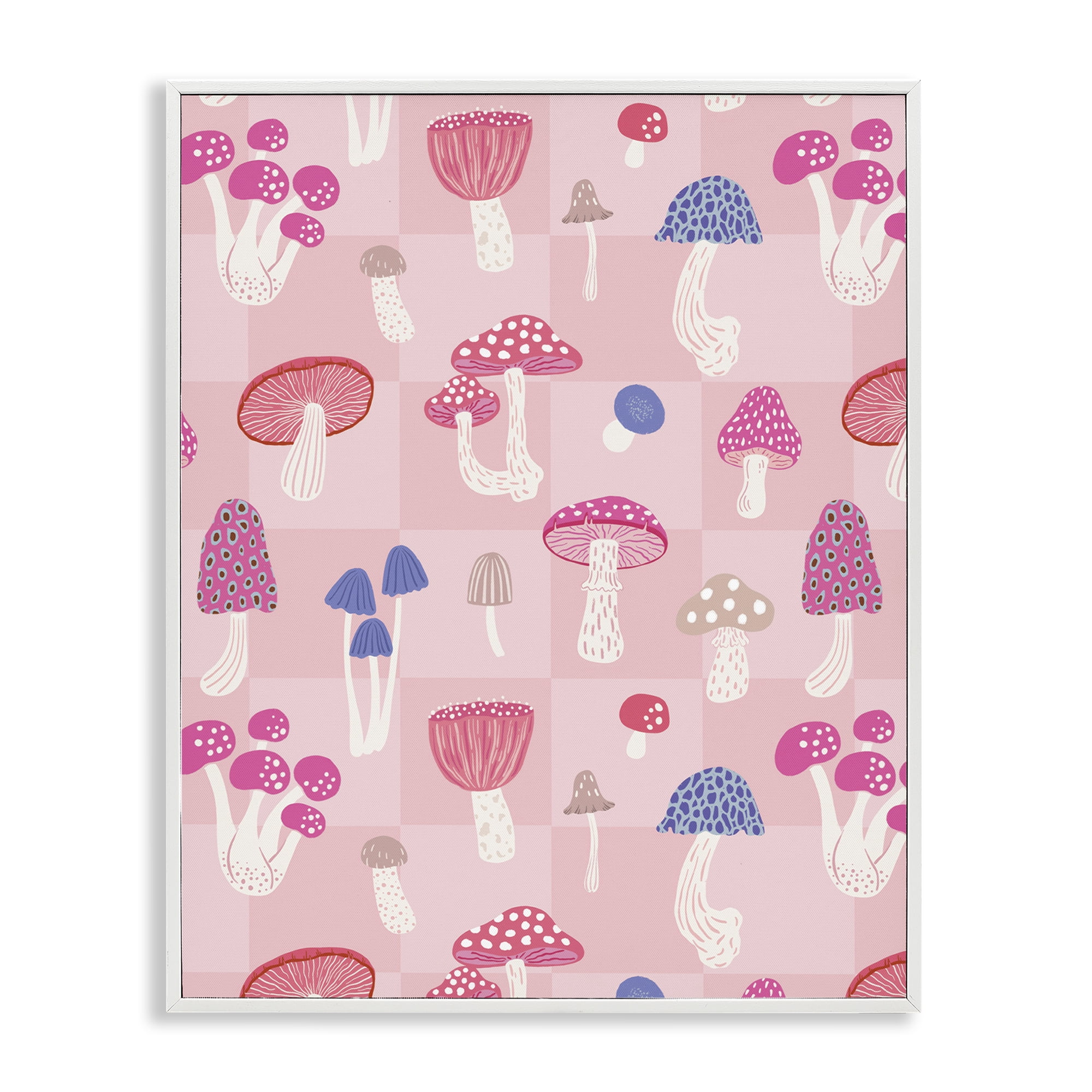 Stupell Industries Pastel Pink Mushrooms Plants & Flowers Painting White Framed Art Print Wall Art, 24 x 30