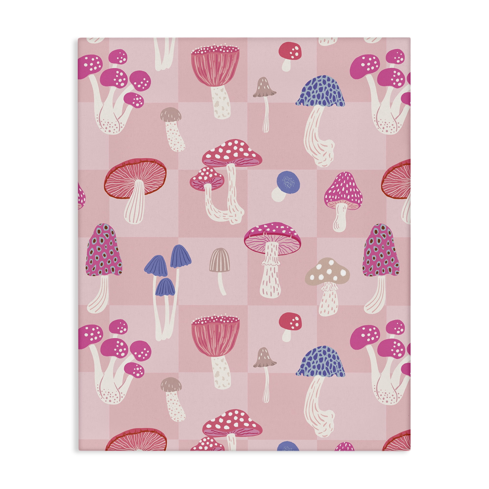 Stupell Industries Pastel Pink Mushrooms Plants & Flowers Painting Wrapped Canvas Art Print Wall Art, 30 x 40