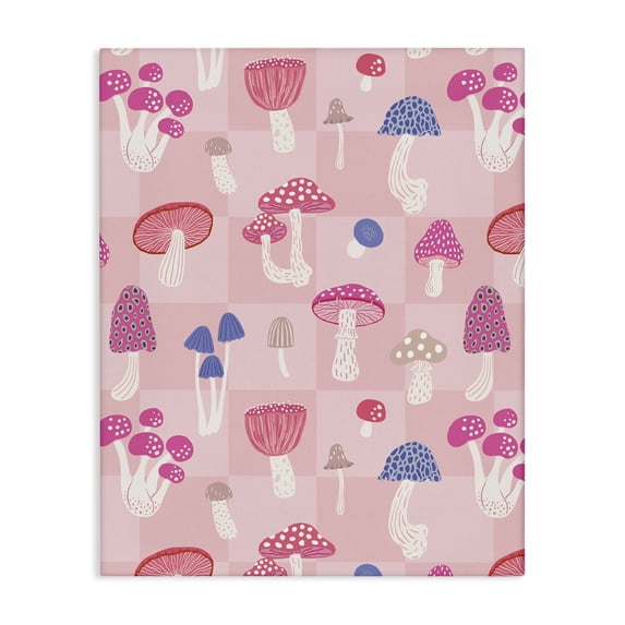 Stupell Industries Pastel Pink Mushrooms Plants & Flowers Painting Wrapped Canvas Art Print Wall Art, 30 x 40