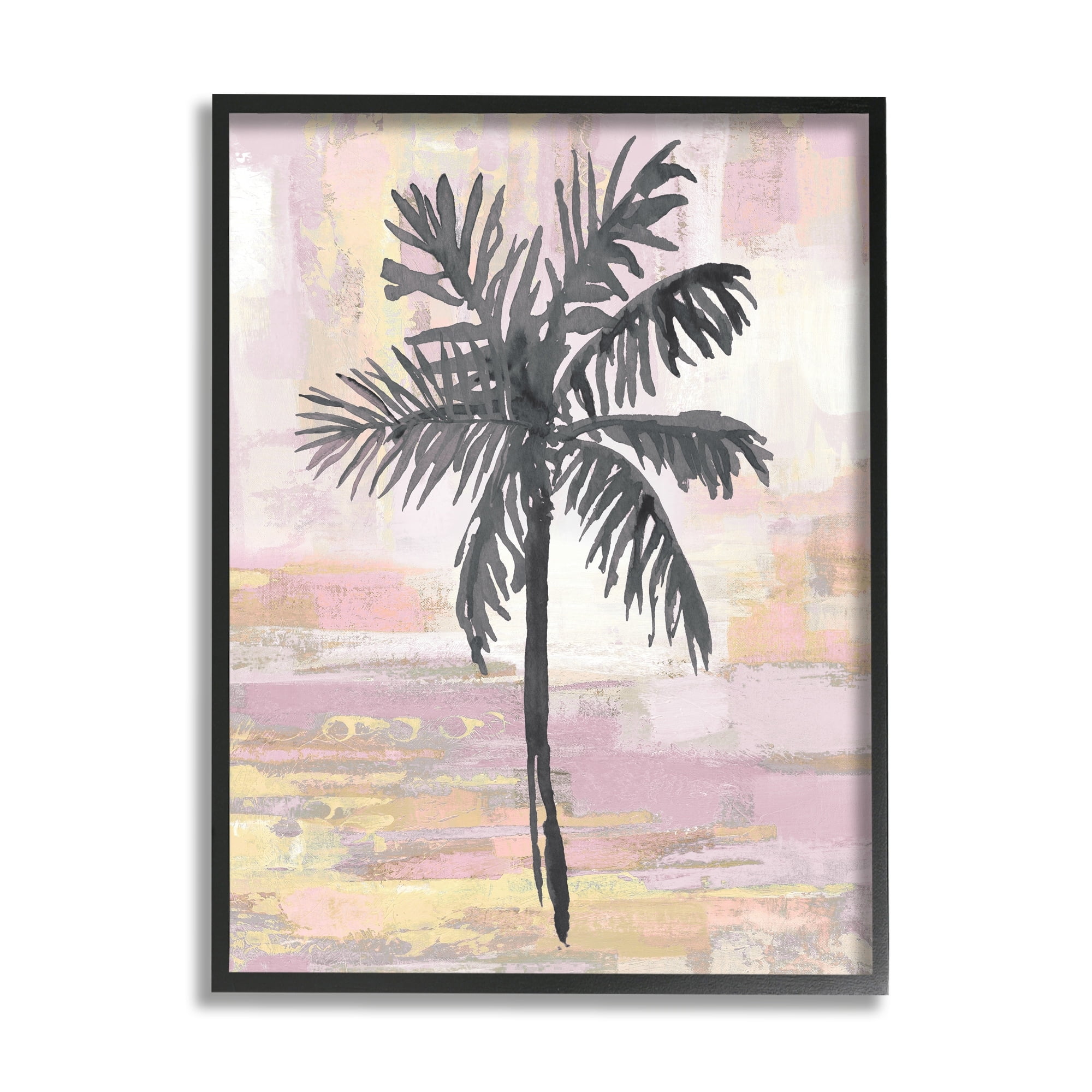Stupell Industries Pastel Pink Palm Tree Tropical Abstract Design Framed Wall Art, 11 x 14, Design by Kristen Dew