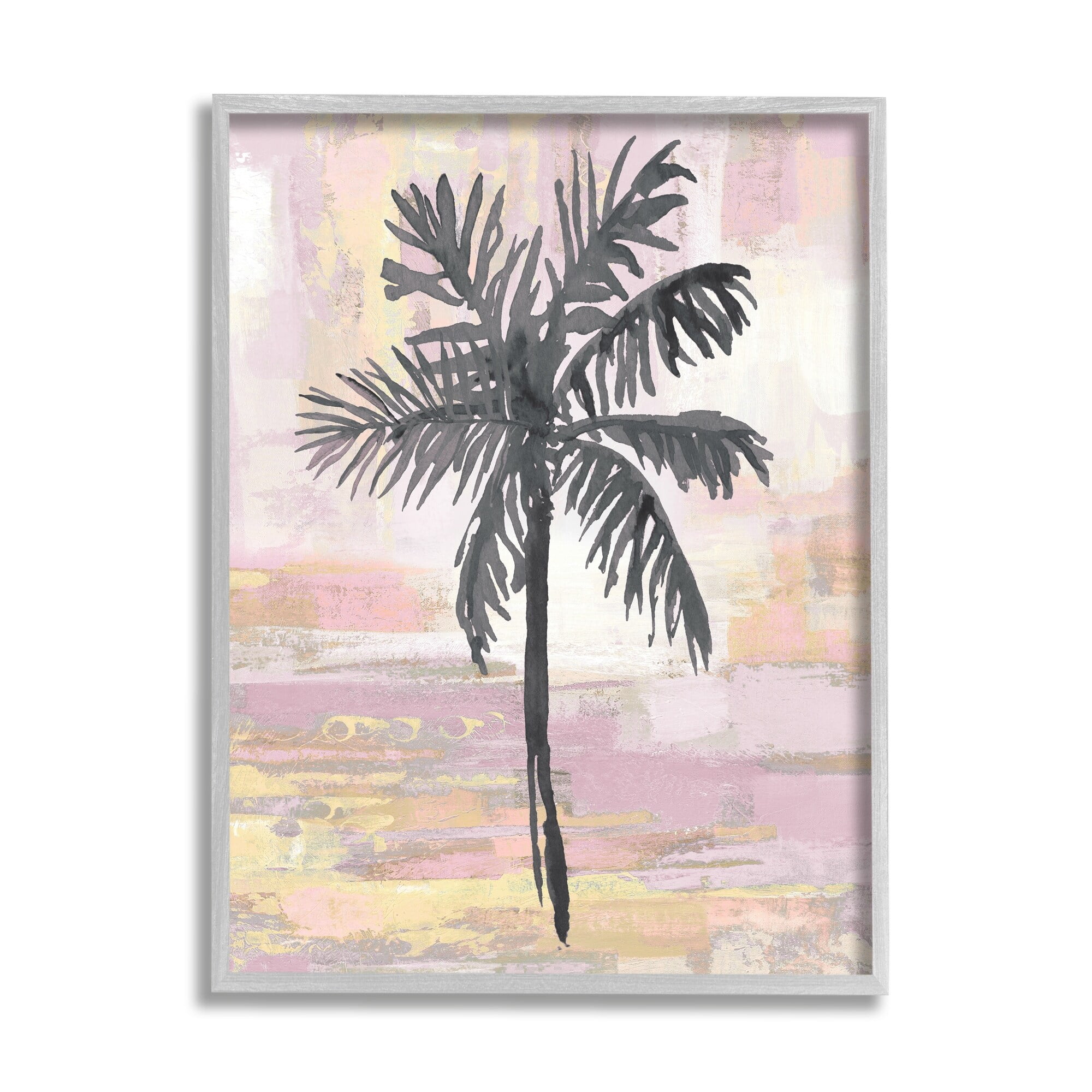 Stupell Industries Pastel Pink Palm Tree Tropical Abstract Design Framed Wall Art, 16 x 20, Design by Kristen Dew