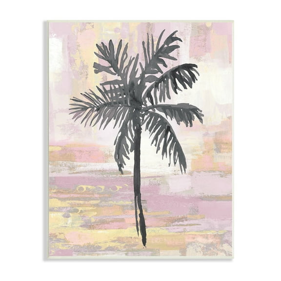 Stupell Industries Pastel Pink Palm Tree Tropical Abstract Design Wood Wall Art, 13 x 19, Design by Kristen Dew