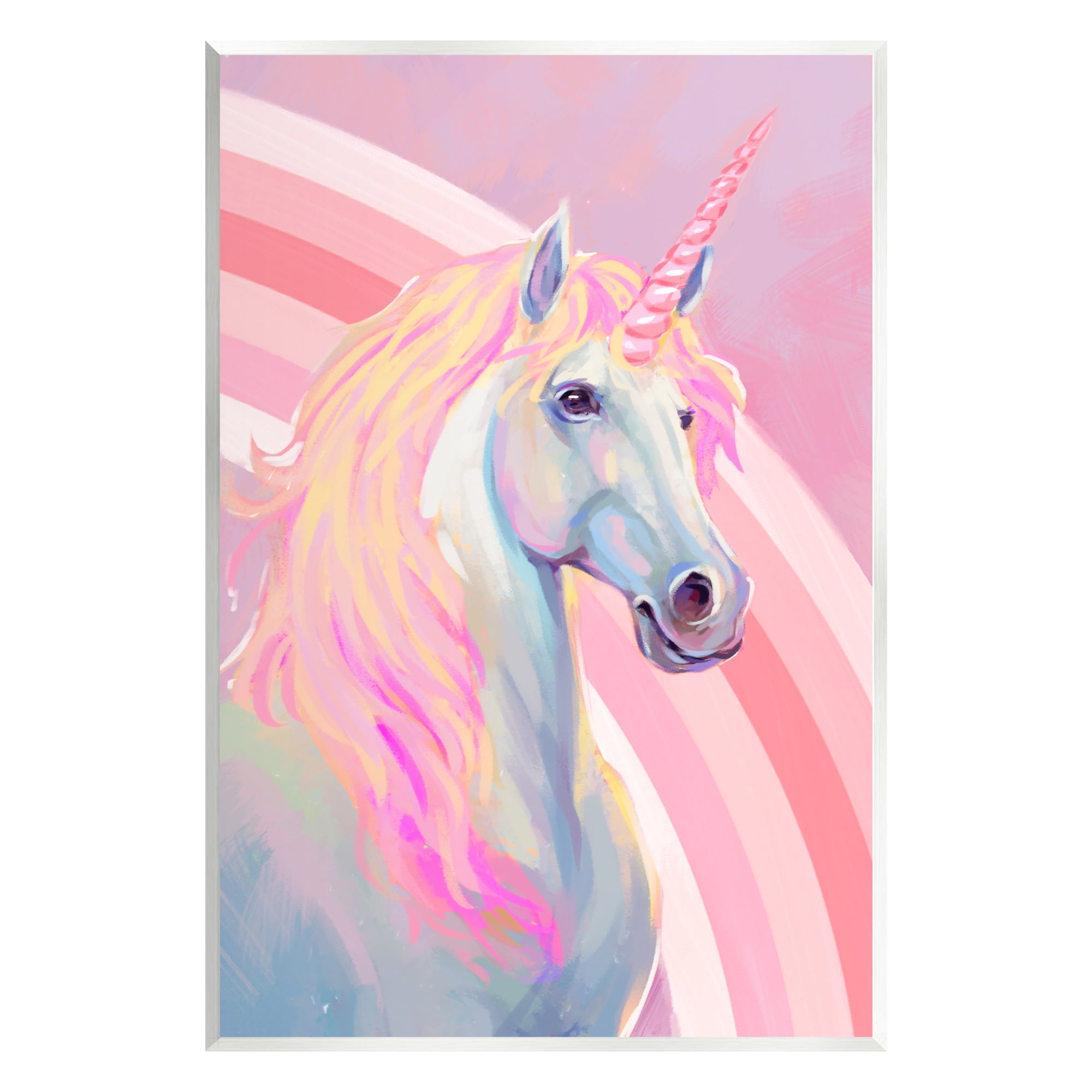 Stupell Industries Pastel Pink Unicorn Fairy Tales & Fantasy Painting Unframed Art Print Wall Art, 13 x 19