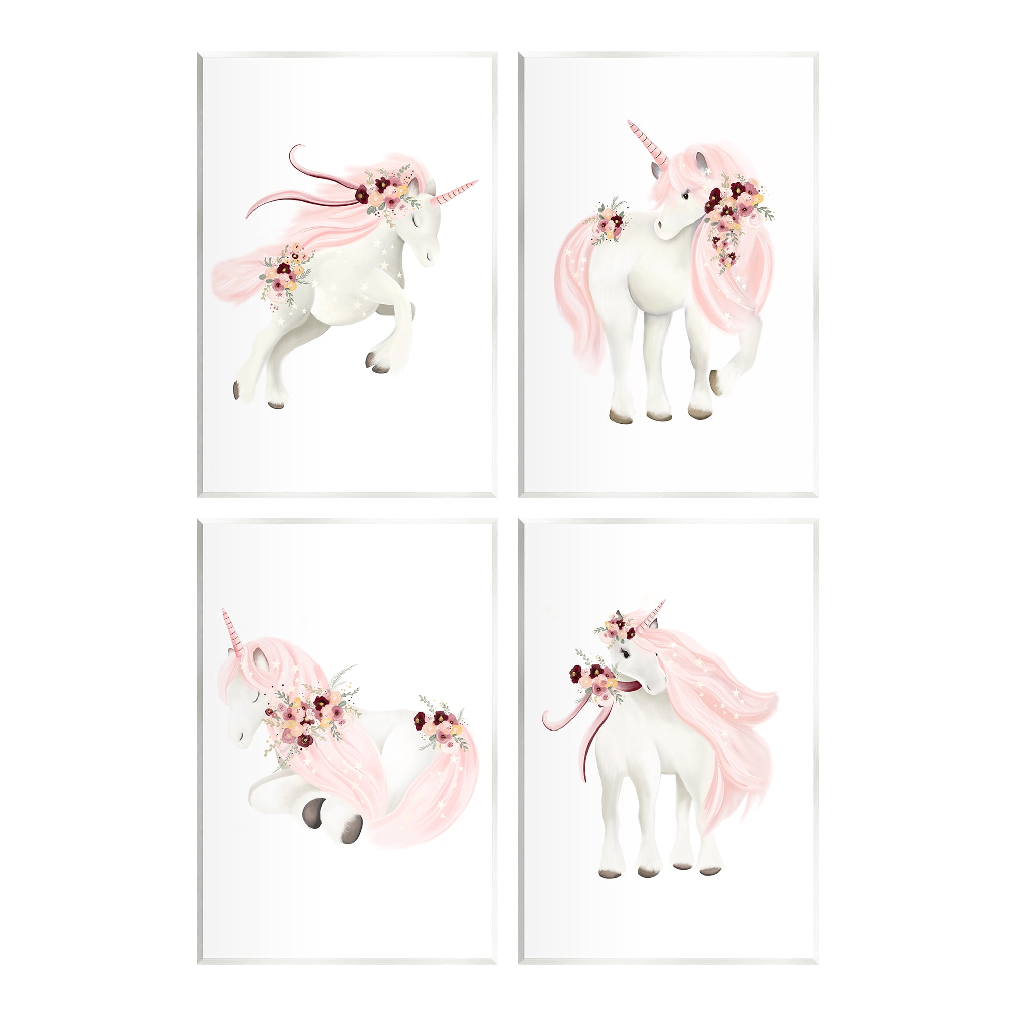 Stupell Industries Pastel Pink Unicorns Fairy Tales & Fantasy Painting Unframed Art Print Wall Art, 10 x 15