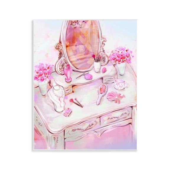 Stupell Industries Pastel Pink Vanity View Fashion Painting Unframed Art Print Wall Art, 11 x 14