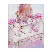 Stupell Industries Pastel Pink Vanity View Fashion Painting Wrapped Canvas Canvas Art Print Wall Art, 16 x 20