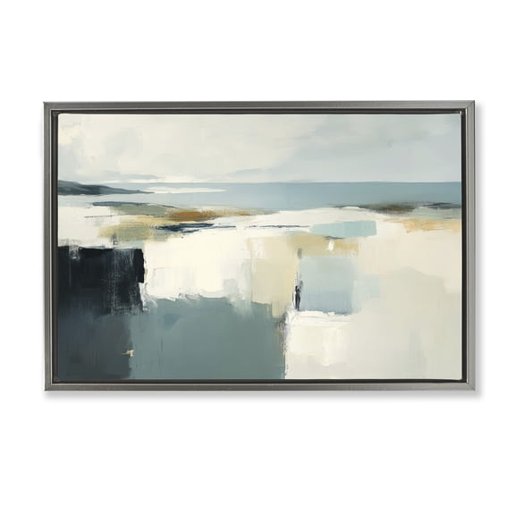 Stupell Industries Pastel Plains Abstraction Gray Framed Floater Canvas Wall Art design by Irena Orlov, 21 x 31