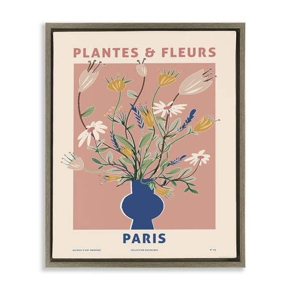 Stupell Industries Pastel Plantes & Fleurs Plants & Flowers Painting Brown Floater Framed Canvas Art Print Wall Art, 17 x 21