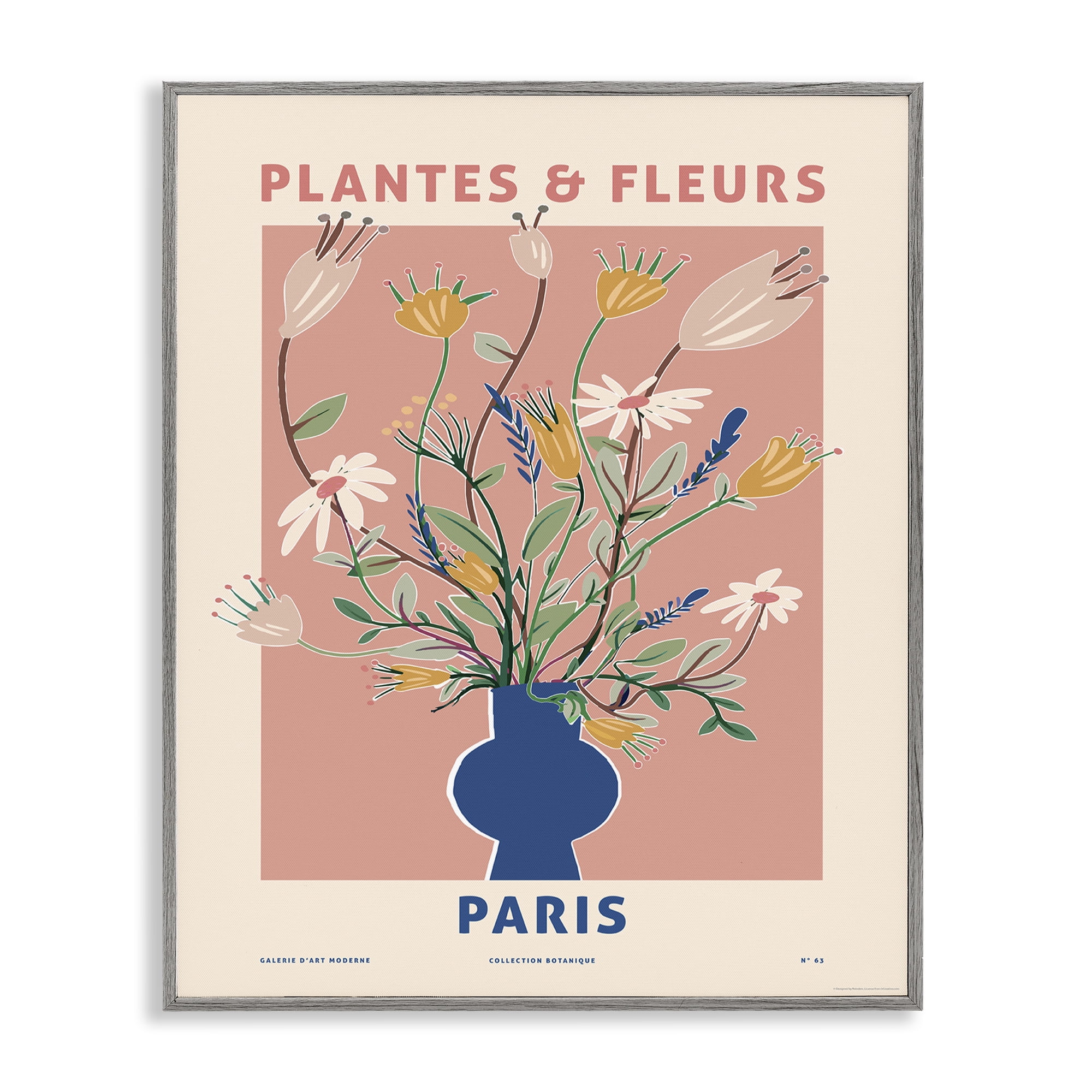 Stupell Industries Pastel Plantes & Fleurs Plants & Flowers Painting Gray Framed Art Print Wall Art, 11 x 14