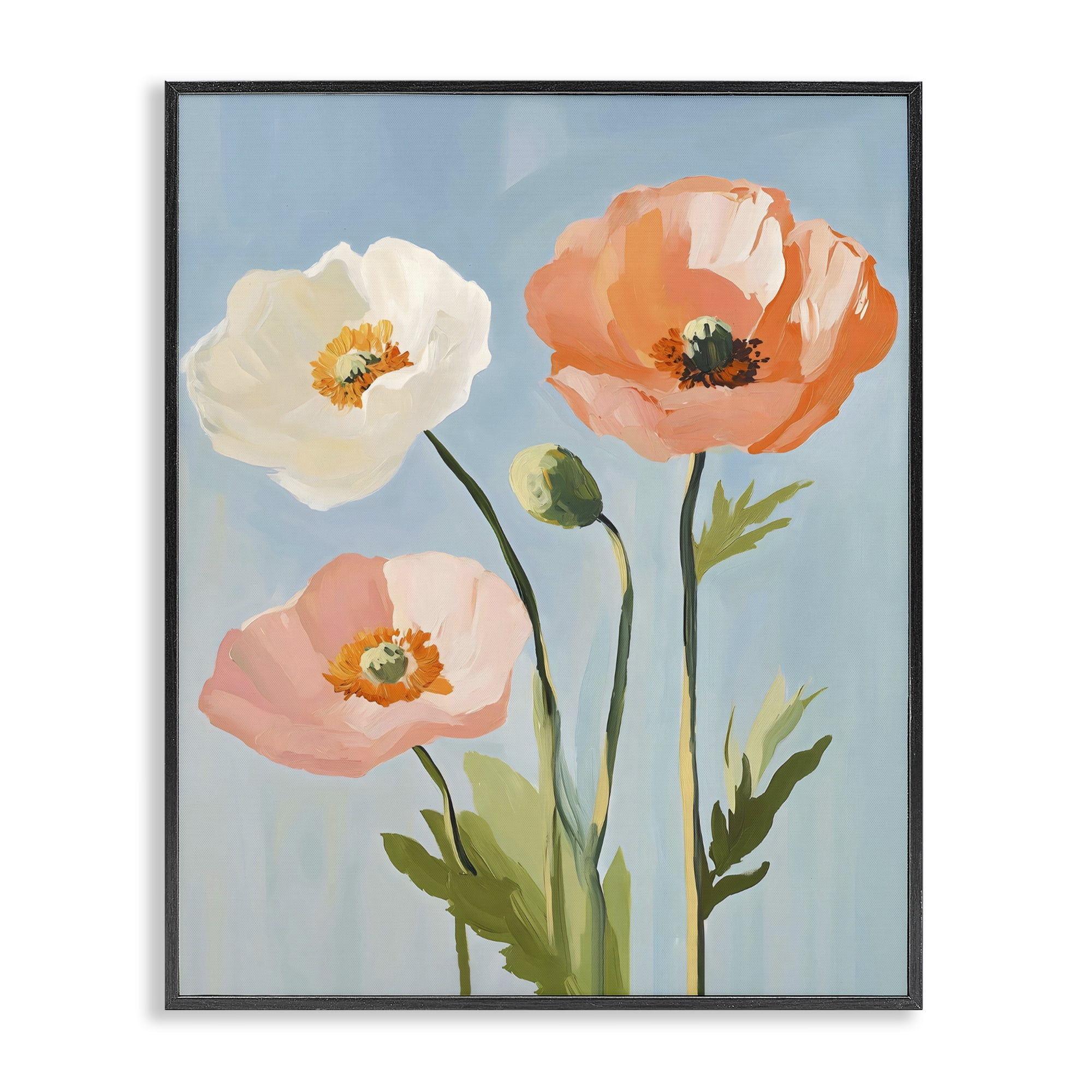 Stupell Industries Pastel Poppy Blooming Trio Black Framed Giclee Art, design by The Prints Vibe