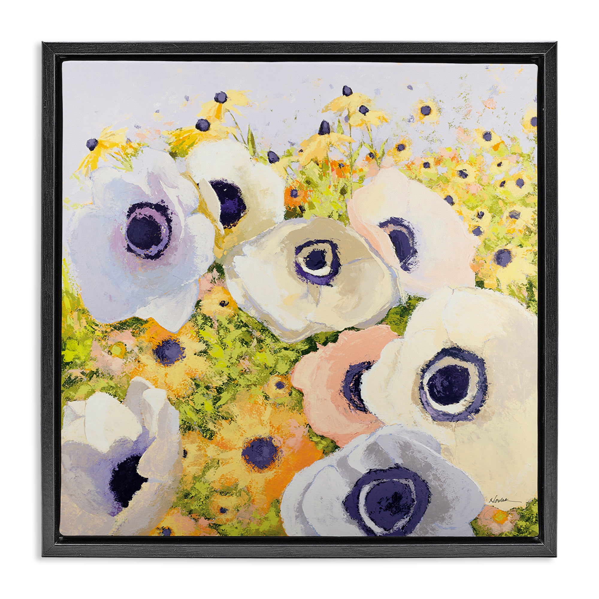 Stupell Industries Blue Flower Bloom Abstract Petal Texture Traditional Painting Canvas Wall Art D595258s