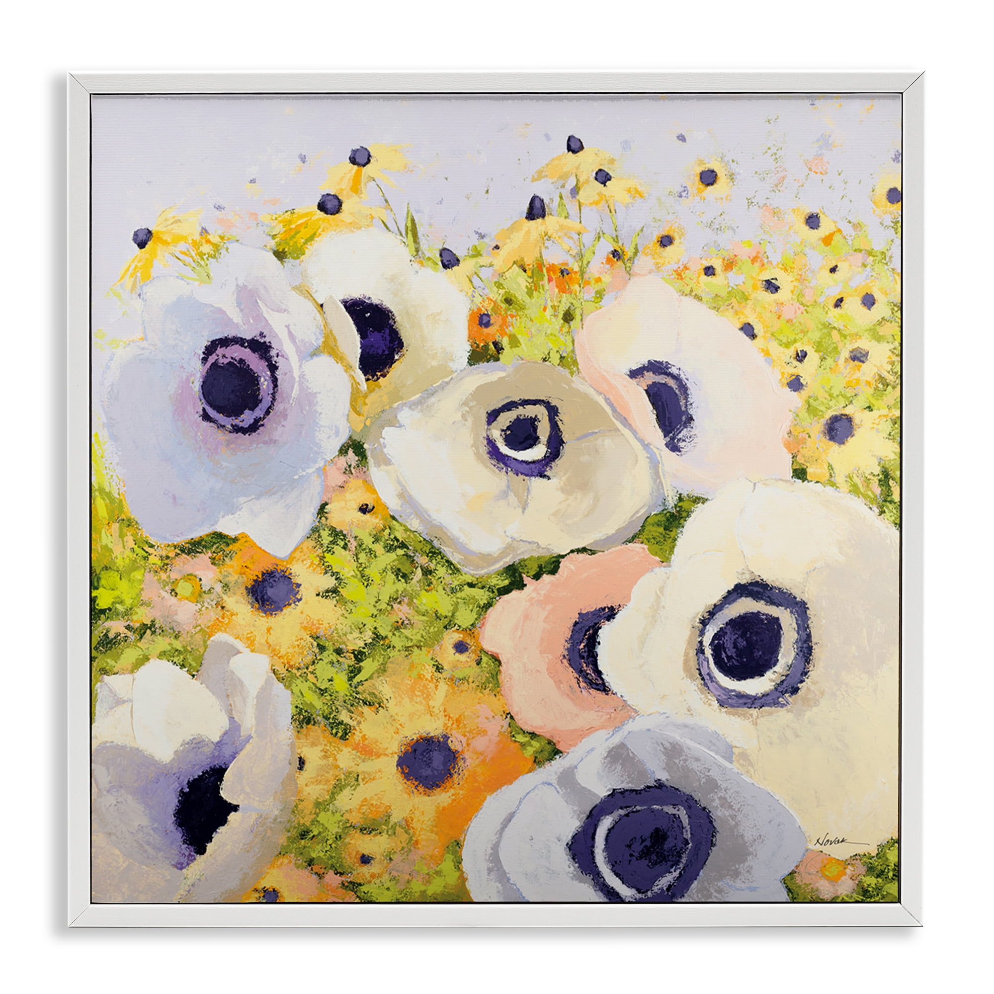 Stupell Industries Pastel Poppy Field Plants & Flowers Painting White Framed Art Print Wall Art, 17 x 17