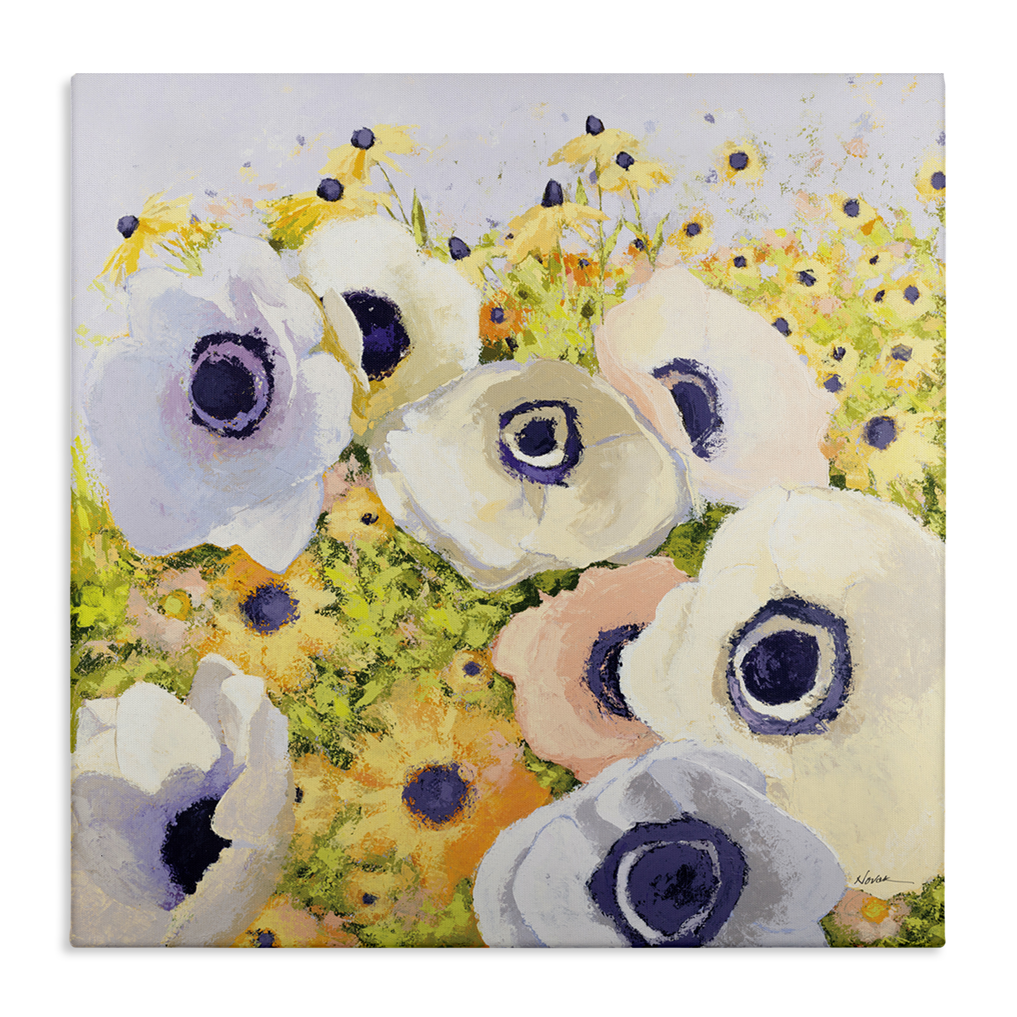 Stupell Industries Pastel Poppy Field Plants & Flowers Painting Wrapped Canvas Art Print Wall Art, 17 x 17
