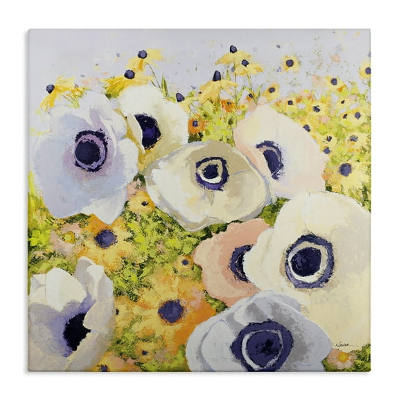 Stupell Industries Pastel Poppy Field Plants & Flowers Painting Wrapped Canvas Art Print Wall Art, 17 x 17