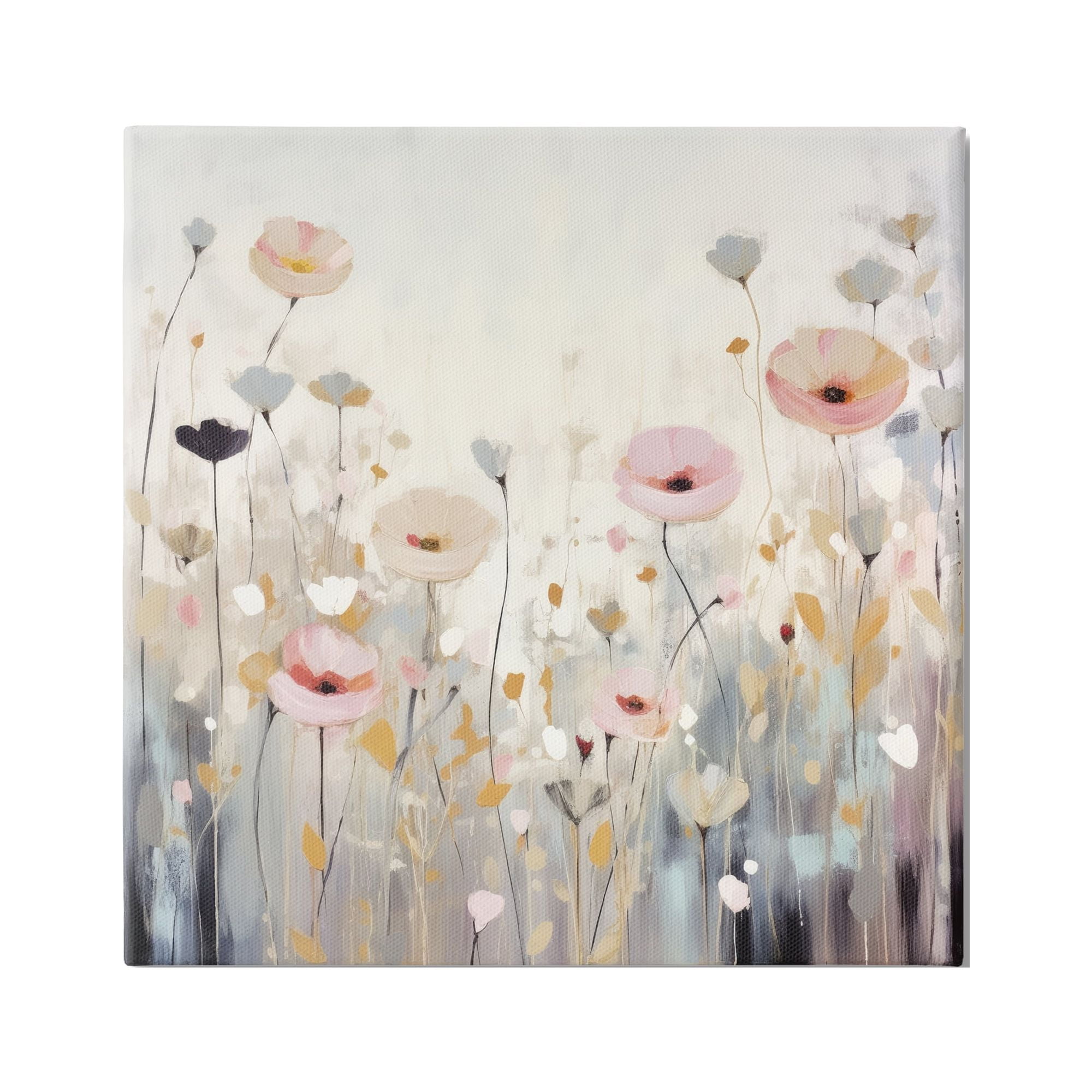 Stupell Industries Pastel Poppy Meadow Botanical & Floral Painting Gallery Wrapped Canvas Art Print Wall Art, 24 x 24