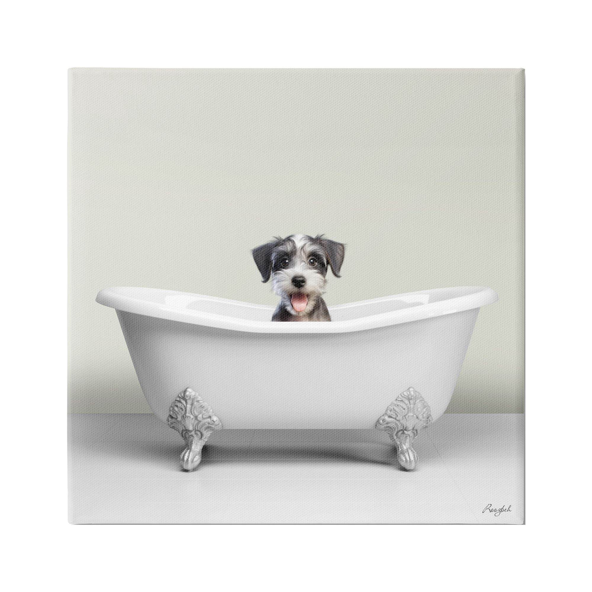 Stupell Industries Pastel Puppy in Bathtub Animals & Insects Painting Gallery Wrapped Canvas Art Print Wall Art, 36 x 36