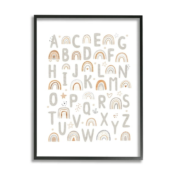 Stupell Industries Pastel Rainbow Alphabet Abstract Painting Black Framed Art Print Wall Art, 24 x 30