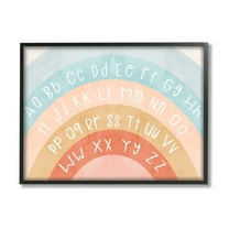 Stupell Industries Pastel Rainbow Alphabet Landscape Painting Black Framed Art Print Wall Art, 14 x 11