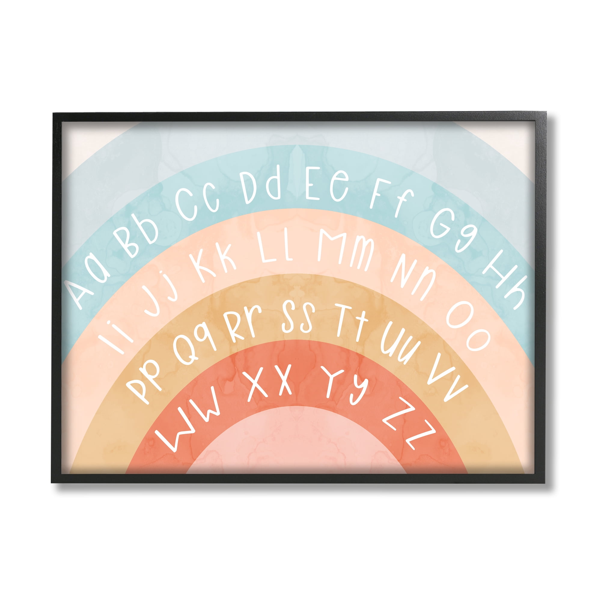 Stupell Industries Pastel Rainbow Alphabet Landscape Painting Black Framed Art Print Wall Art, 30 x 24