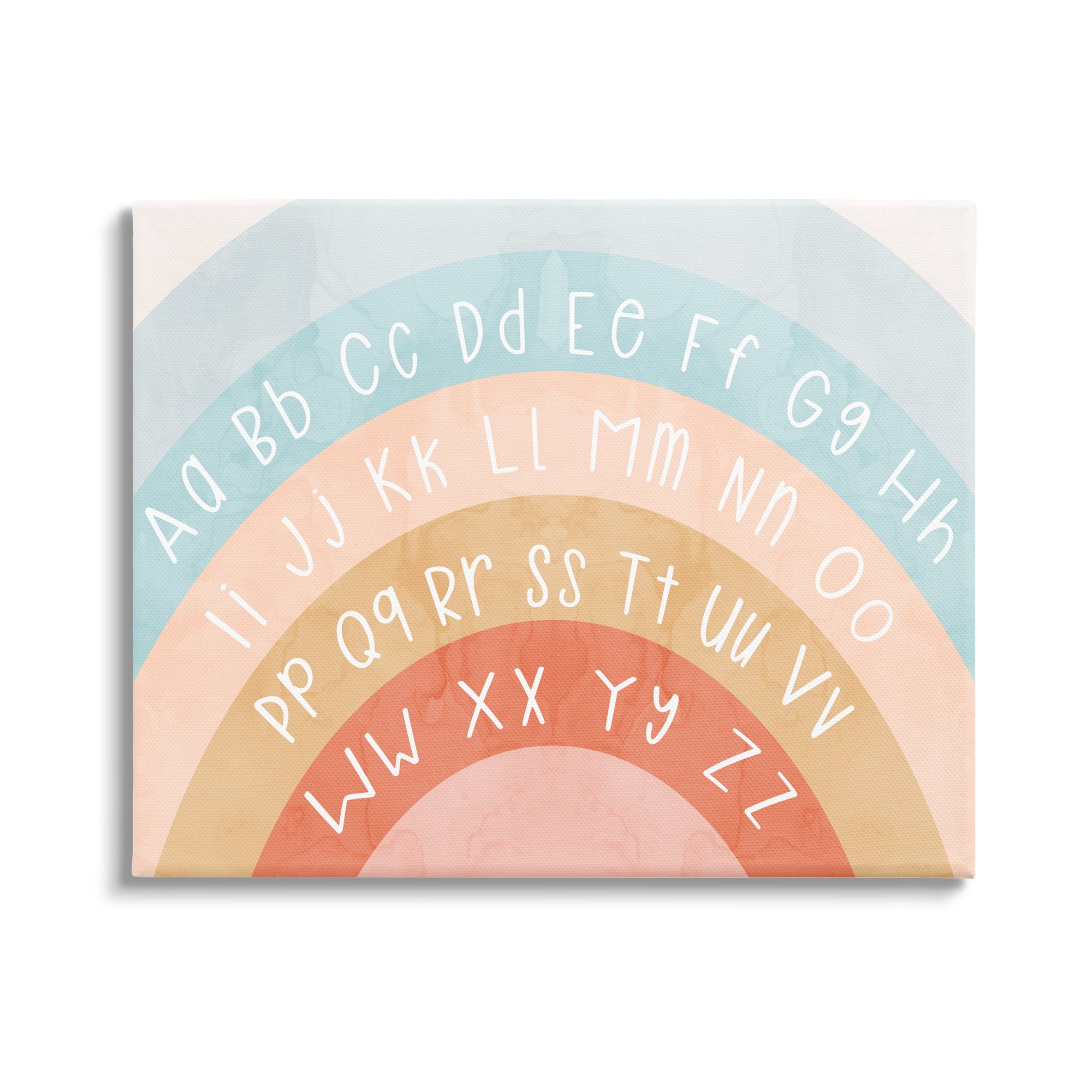 Stupell Industries Pastel Rainbow Alphabet Landscape Painting Gallery Wrapped Canvas Art Print Wall Art, 40 x 30