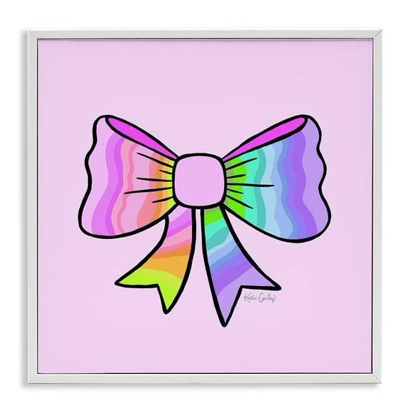 Stupell Industries Pastel Rainbow Ombre Ribbon Fashion Painting White Framed Art Print Wall Art, 12 x 12