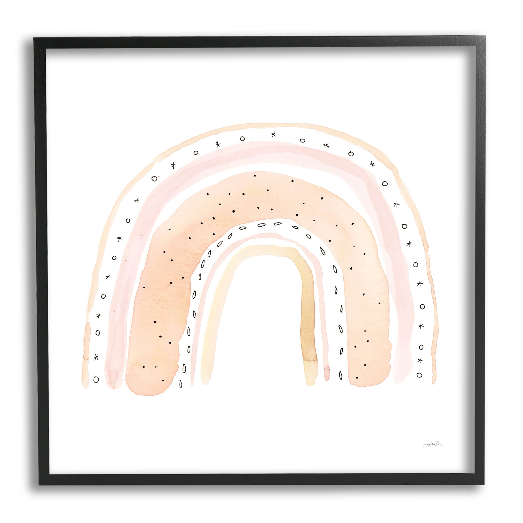 Stupell Industries Pastel Rainbow Patterned Doodle Stripes Graphic Art Black Framed Art Print Wall Art, Design by Katrina Pete