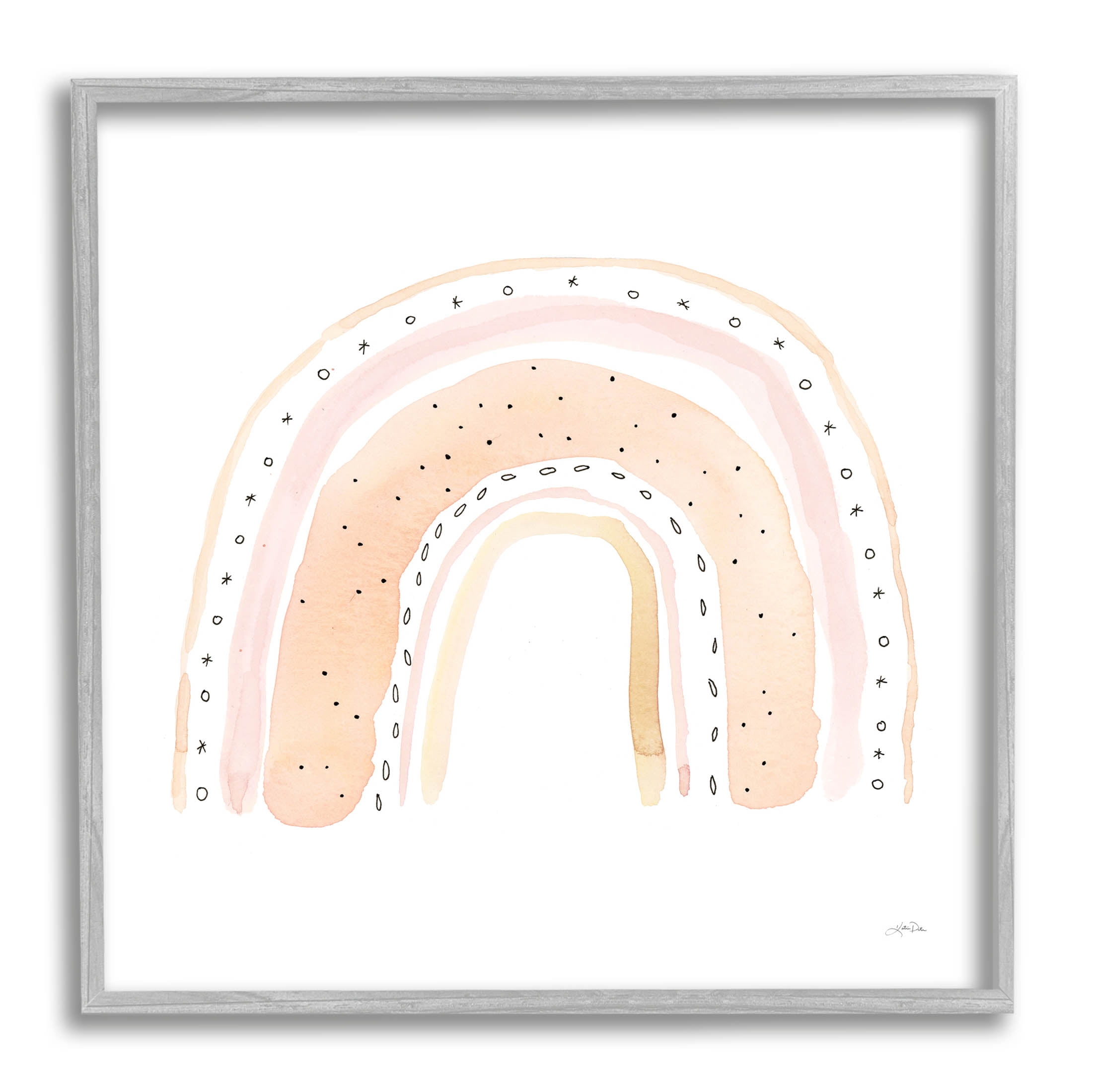 Stupell Industries Pastel Rainbow Patterned Doodle Stripes Graphic Art Gray Framed Art Print Wall Art, Design by Katrina Pete