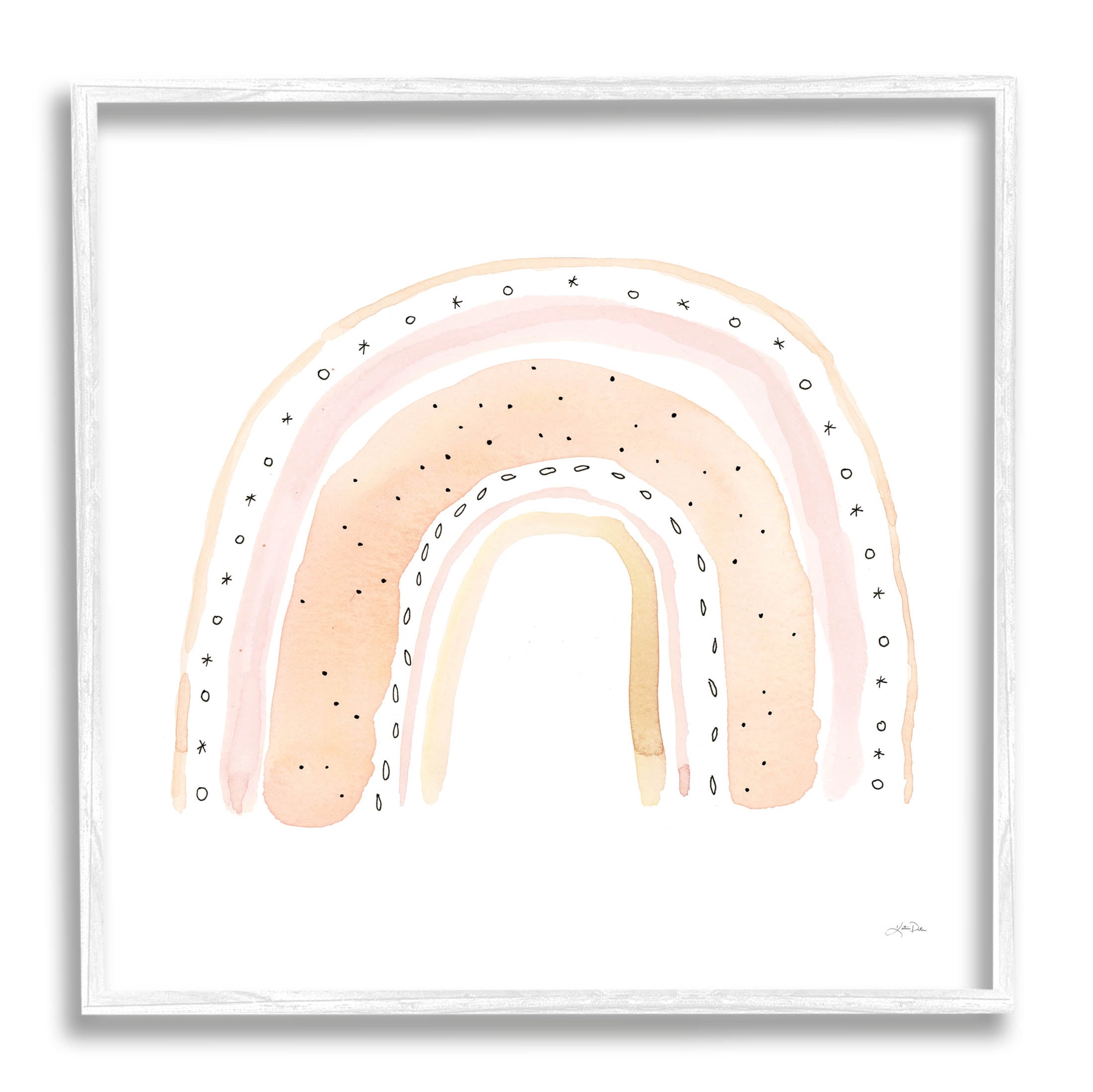 Stupell Industries Pastel Rainbow Patterned Doodle Stripes Graphic Art White Framed Art Print Wall Art, Design by Katrina Pete