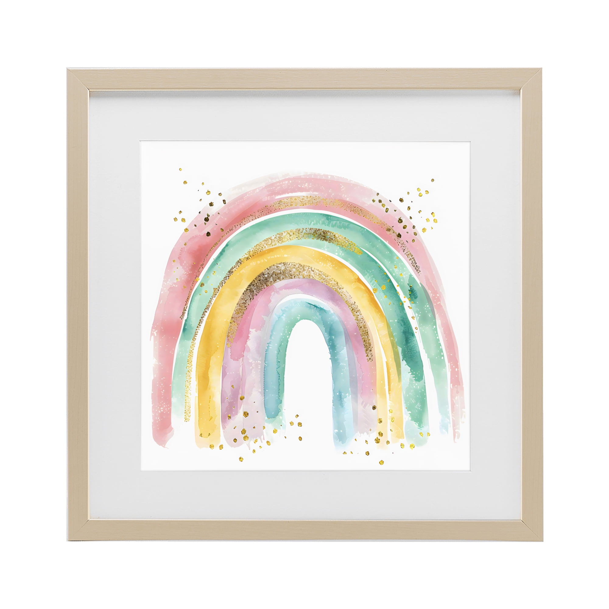 Stupell Industries Pastel Rainbow with Gold Accents Birch Framed Print Under Glass, design by Creative Studio