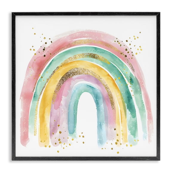 Stupell Industries Pastel Rainbow with Gold Accents Black Framed Giclee Art, design by Creative Studio