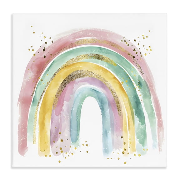Stupell Industries Pastel Rainbow with Gold Accents Canvas Wall Art, design by Creative Studio