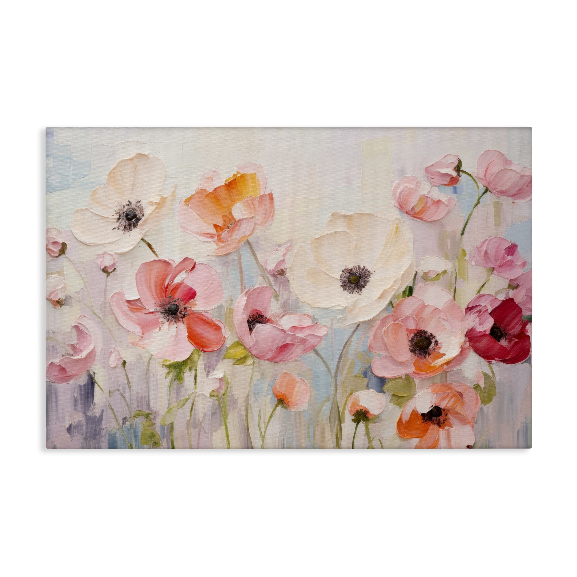 Stupell Industries Pastel Ranunculus Blooms Plants & Flowers Painting Wrapped Canvas Art Print Wall Art, 30 x 20