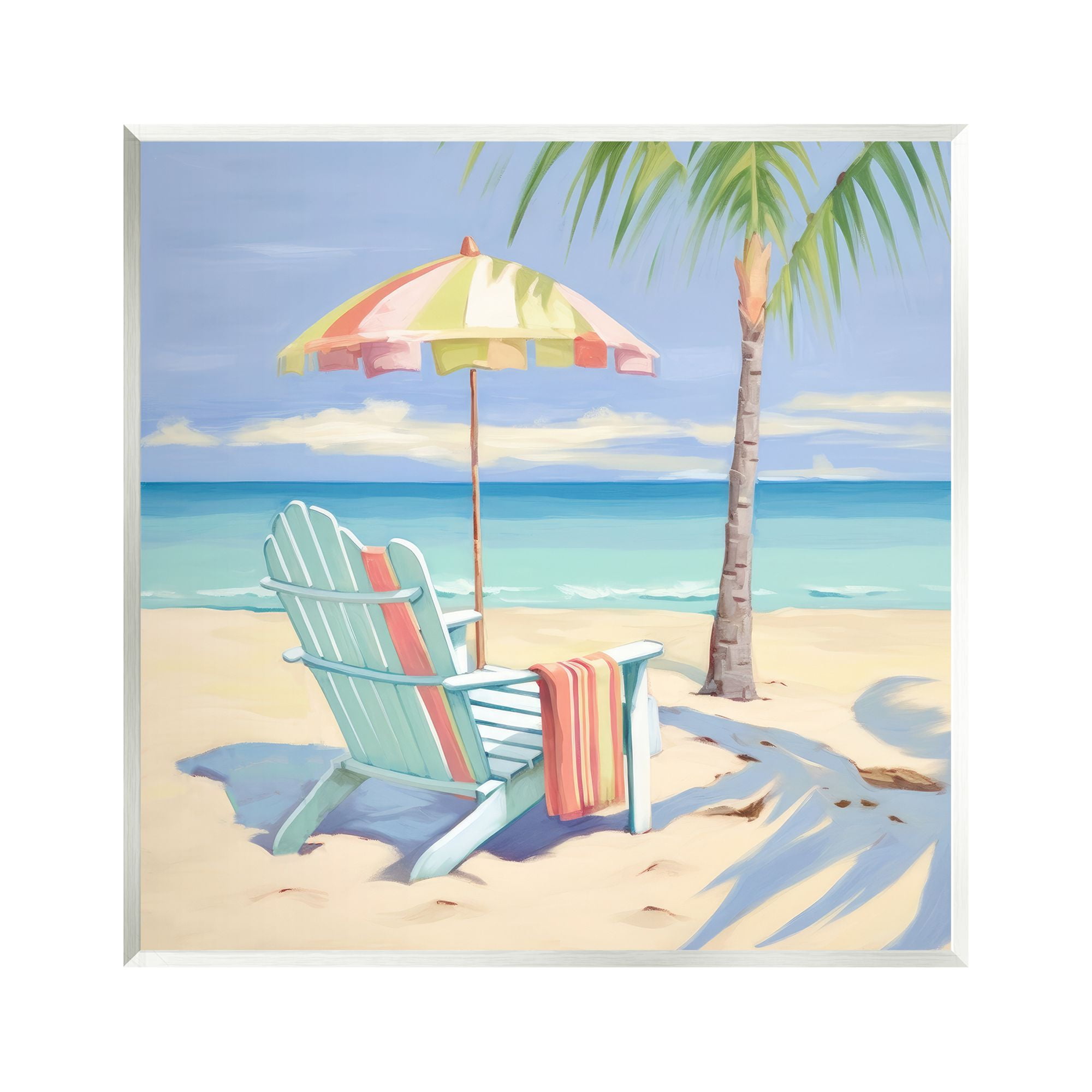 Stupell Industries Pastel Relaxing Beach Landscape Painting Unframed Art Print Wall Art, 12 x 12