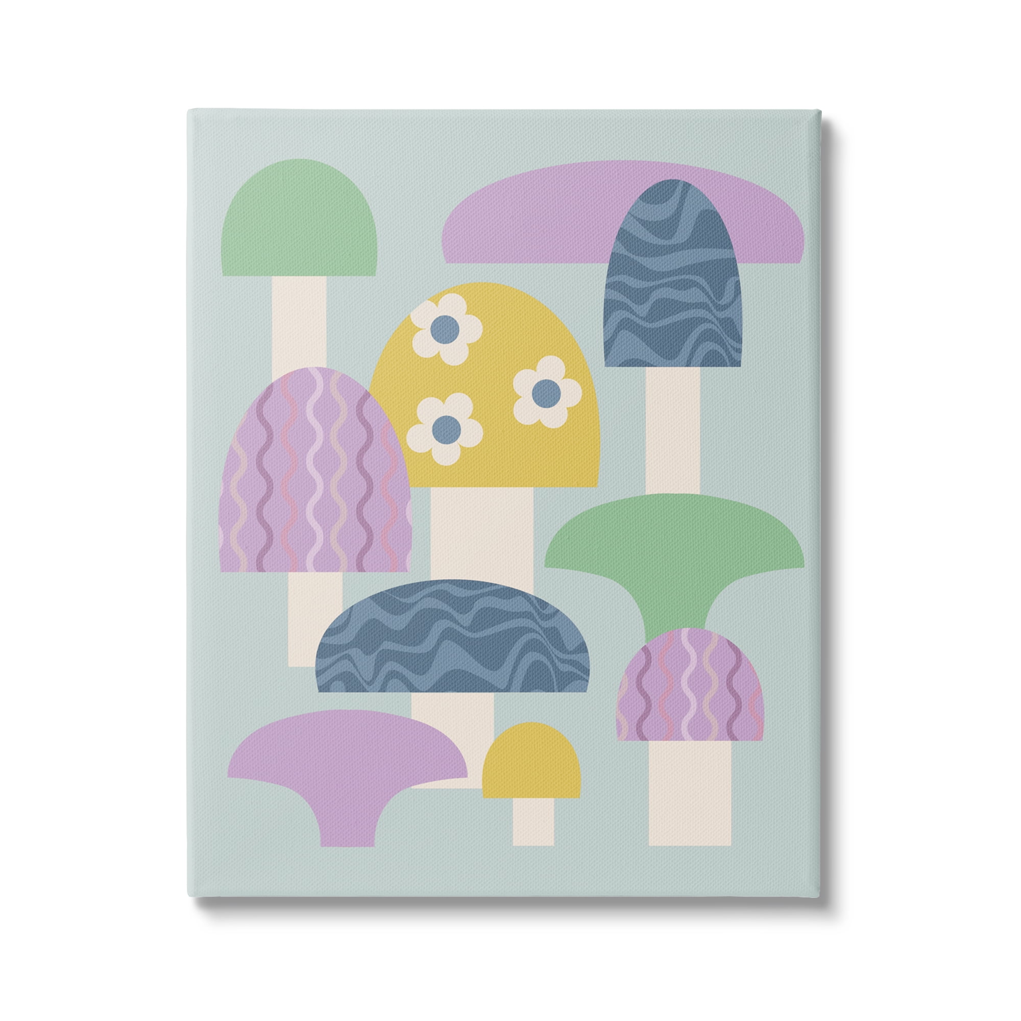 Stupell Industries Pastel Retro Mushrooms Botanical & Floral Painting Gallery Wrapped Canvas Art Print Wall Art, 30 x 40